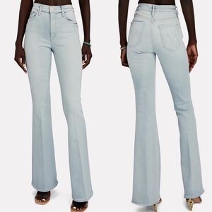 MOTHER Light Wash Flare Jeans in Pale Blue